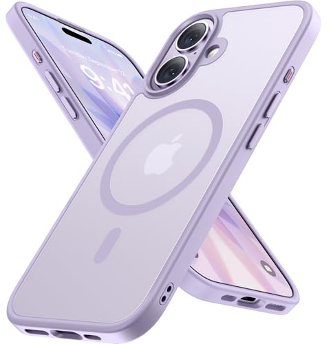 Miracase Magnetic for iPhone 17 Case (Compatible with MagSafe) with Screen Protector Military-Grade Protection, Anti-Fingerprint Translucent Matte Phone Cover for iPhone 17 6.3 inch, Light Purple