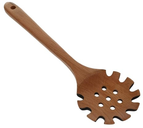 LIFKICH Nudelsieb und Nudelkelle aus Buchenholz Hitzebeständiger Küchenlöffel mit Hohlem Design für Haushalt und Familie