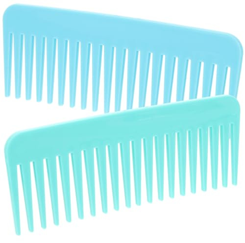 POPETPOP Set 2 Pettini Larghi in Plastica per Chioma Anti-nodi senza Manico Pettine Districante Indolore per Chioma Ricci e Lisci per Trattamento Balsamo