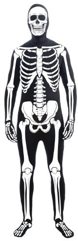 Rubies Skeleton Man Skin Suit Costume for Adults, Men's Standard Black