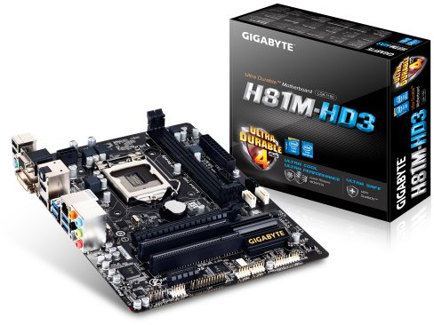 Gigabyte GA-H81M-HD3 Mainboard Sockel LGA 1150 (Micro-ATX, Intel H81, 2X DDR3 Speicher, 2X SATA III, DVI-D, HDMI, USB 3.0)