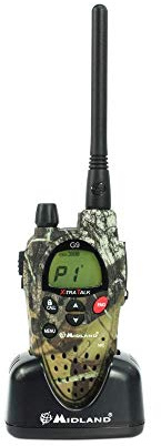 Midland G9 Plus Radio Ricetrasmittente Walkie Talkie Dual Band 8 Canali PMR446 e 16 Canali LPD, 1 Ricetrasmettitore, 4 Batterie Ricaricabili Ni-MH AA 800 mAh, Caricabatterie e Clip Cintura, Mimetico