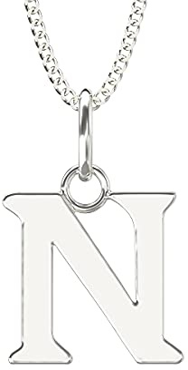 925 sterlingsilver A-Z alfabet initial bokstav halsband. Alla 26 initialer, levereras med justerbart 40,64 cm till 45,72 cm silverhalsband e sterlingsilver, colore: N, cod. P823B