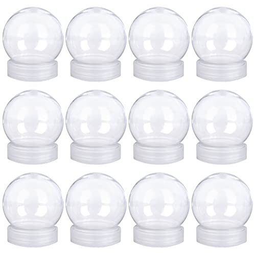12 Pieces DIY Water Globe Snow Globe 2.7 Inch (69mm) Height Clear PET Plastic with Screw Off Cap for DIY Crafts Christmas Decoration