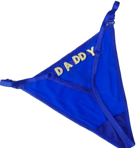 Benutzerdefinierter Taillen-Körperkette-Tanga, No-Show-Tangas-Höschen, Personalisierte Strass-Buchstaben-Blumen-Tangas-Höschen (Color : Blue)