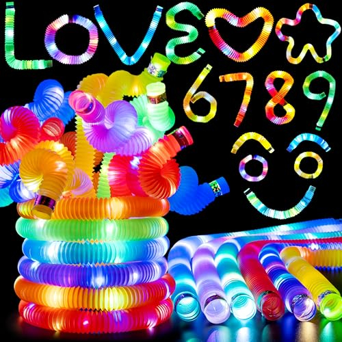 JOYIN 9 Bâtons Lumineux pour fêter l'anniversaire, Longueur Réglable 19-68cm, Grands Tubes Pop LED Jouet Populaire Bracelets, Décoration de fête et Jouets Amusants pour Enfants