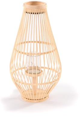 CREEDWOOD Bambus Laterne Finn | Höhe 50 cm | mit Glaseinsatz | modernes Windlicht Kerzenhalter Kerzenständer Teelichthalter | Deko Terrasse Balkon Indoor