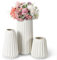 Votoko Lot de 3 Vases en Céramique, Vase Blanc Set Vase Decoratif, Vases Fleur pour Bohème Nordique Moderne, Déco de Minimaliste La Maison Fête Mariage, pour Fleurs Fraîches et Séchées