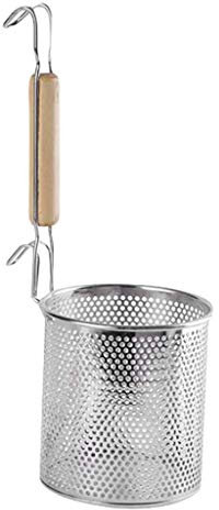 TUKRPQMRI Passoire à mailles en acier inoxydable avec manche en bois for boulettes de cuisine, panier à vapeur for friture profonde, 14 cm/131
