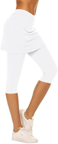 HAOLEI Falda Pantalon Mujer,Leggins Deportivos Mujer Push Up con Falda Cintura Alta Elásticos Pantalones Capris Slim Fit Leggings Deportivos de Corte Ajustado Ligero Cómodo Pantalon Gimnasio Pilates