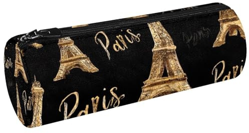 VAPOKF Trousse à crayons avec motif de tours de Paris sur fond noir pour ranger des stylos, des pièces de monnaie, des cosmétiques, des cosmétiques, des fournitures de bureau, des élèves
