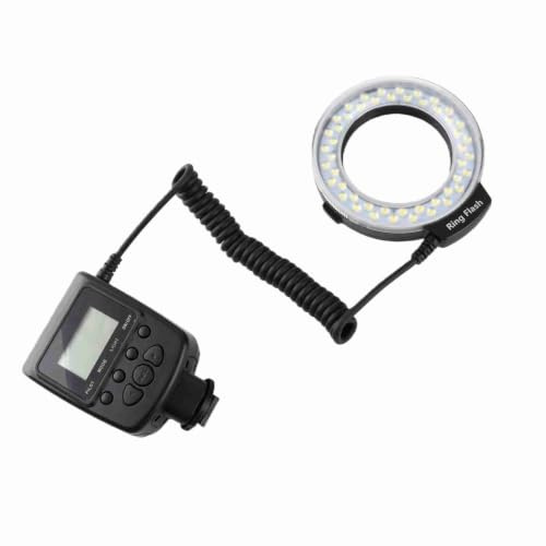 Tomantery Batteridriven LED-ringblixt med 7 Ljusstyrkalägen och Färgfilter för DSLR-kameror