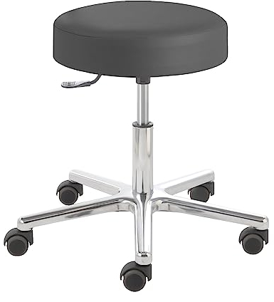 Prova Nova GmbH Rollhocker puffi® 4100, Sitzhöhe ca. 45-59 cm, Rollen/Bodengleiter:weiche Radbandage, Polsterdekor:Stamskin schwarz