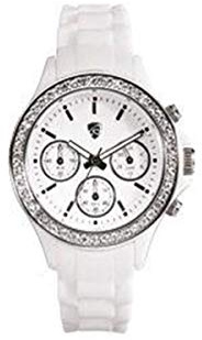 Auriol Damenuhr Quarz Chronograph mit Silikonarmband 2-LD3533-3 Weiß