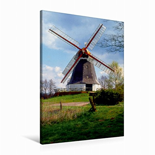 Premium Textil-Leinwand 60 x 90 cm Hoch-Format Windmühle in Worpswede, Teufelsmoor | Wandbild, HD-Bild auf Keilrahmen, Fertigbild auf hochwertigem Vlies, Leinwanddruck von Lothar Reupert