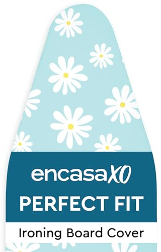 Encasa XO Ironing Board Covers, X-Large, 135x45 cm, Blue | 100% Cotton Fabric, 3mm Thick Felt Pad Cover | Drawstring & Cord Lock Tightening | Scorch Resistant Up to 220°C