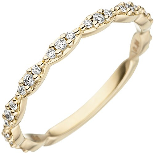 Jobo Damen-Ring schmal aus 14 Karat 585 Gold mit 27 Diamanten Größe 58