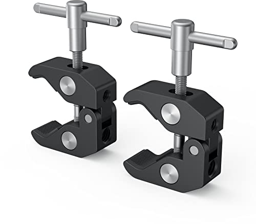 SMALLRIG 2 Pack Super Clamp w/1/4 and 3/8 Threads, Camera Clamps Clip Mount Crab Clamp for DSLR Cameras, Lights, Umbrellas, Hooks, Shelves, Rods, Cross Bars, Photo Accessories - 2058