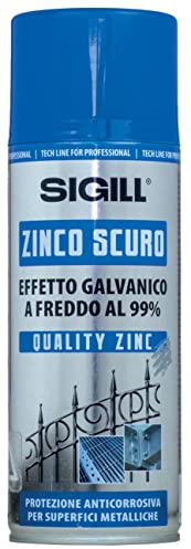 SIGILL, Zinco Scuro Spray, Prodotto a Base di Zinco e Alluminio, Permette il Trattamento di Qualsiasi Superficie Metallica, Effetto Galvanico a Freddo al 99%, Made in Italy, Bombola da 400 ml