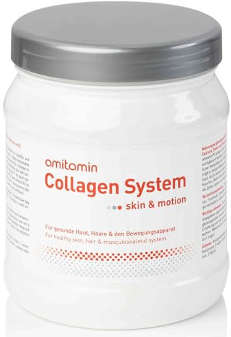amitamin Collagen Komplex | Kollagen Hydrosylat Peptide Pulver | plus Hyaluron, Q10, Biotin, Selen, Vitamine C, D, K, E, Calcium | für 30 Tage | geschmacksneutral | für strahlende Haut | gesundes Haar