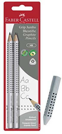 Faber-Castell 111992 - Bleistift Jumbo Grip HB (2 Bleistifte Jumbo + Radierer)