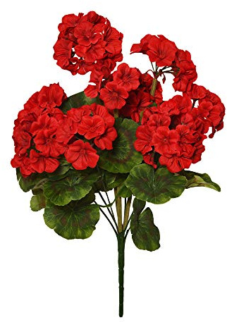 FloristryWarehouse Geranium Bunch Faux Silk Artificial 47cm/ 18.5 Inches x 9 Heads Red