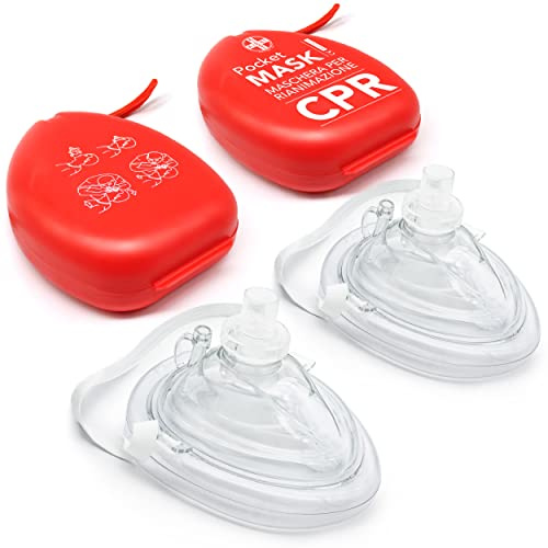 AIESI® Pocket Mask professionell återupplivning mask för mun till mun andning med envägsventil och filter (Förpackning med 2 stycken), CPR Mask Resuscitator