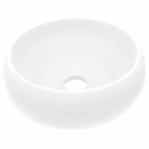 vidaXL Lyxigt runt handfat matt vit 40x15 cm keramik