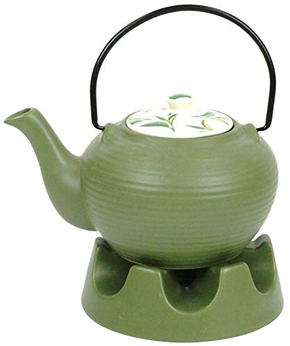 Japanese Teapot Green Stripes with Teapot Warmer Ceramic Jameson & Tailor 6 Cup