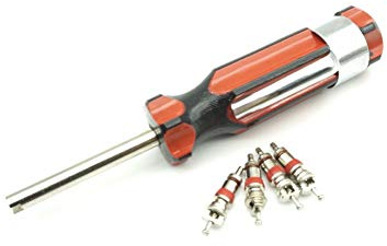 Felgenfactory 1x Ventilausdreher Eindreher + 4X Ventileinsätze Ventilschlüssel Taschenclip Reparatur Schraubendreher