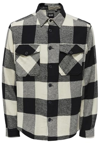 ONLY & SONS flanellskjorta ONSMILO flanellskjorta, svart, XL