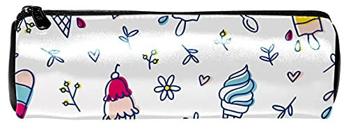 EZIOLY Trousse à crayons en cuir avec motif cuillère à crème glacée - Trousse à maquillage, trousse pour étudiant, papeterie, école, bureau, rangement