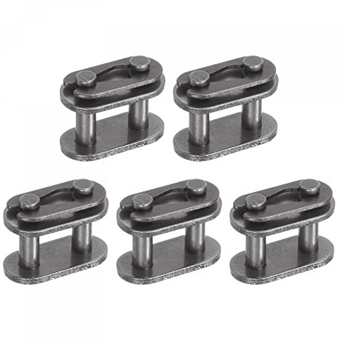 sourcing map 5 Stück Kettenmeister Verbindungsglied Rolle 3/8 Teilung Karbonstahl Standard Kettenendverbinder Geteilte Glieder für 06B Kette | Karbonstahl Standard Kettenendverbinder Geteilte Glieder für 06B Kette
