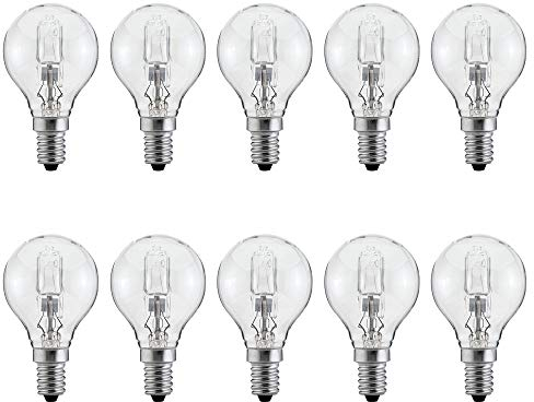 NCC-Licht 10 x Eco Halogen Leuchtmittel P45 Tropfen 28W = 34W E14 klar dimmbar warmweiß