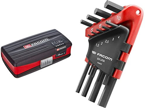 FACOM - Coffret de Douilles 1/4'' Carré 38 Outils Pièces & FACOM - Jeu de Clés Allen en L Métrique Hexagonal 9 Pièces - 82H.JP9A - Clés Mâles à 6 Pans à Bras Long et Court - Tailles 1,5 mm à 10 mm