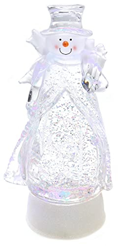 Schneekugel mit bunter Regenbogen LED Beleuchtung & Glitzerantrieb 12,5 * 9,5 * 26,5 cm als Weihnachtsdeko (Schneemann)
