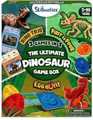 Skillmatics Ultimate Dinosaur Game Box - 3 Family Friendly Games in 1, Perfect for Kids Ages 5 and Up, Great Gift