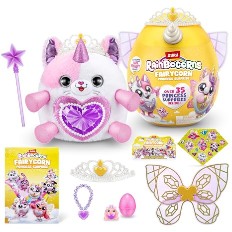 Rainbocorns Fairycorn Princess Series 6 Kitty – Plüsch zum Sammeln – Magische Märchenprinzessin überrascht, Kuschel-Plüsch-Stofftier, Aufkleber, (Kitty)