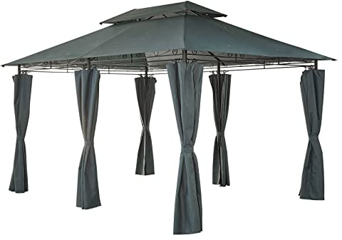 Mondeer Gartenpavillon 3x4m, Premium Pavillon Seitenwänden mit Reißverschlüssen, Metallrahmen Stabil 180g/m² Dachplane Wasserdicht, Luxus Modern Stil, Grau