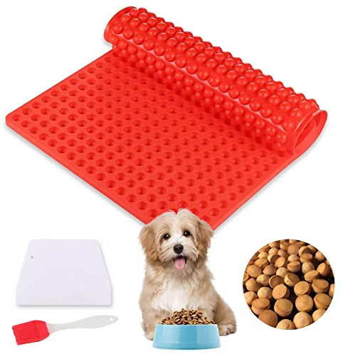 Mis.Moon 468 Löchern Backmatte Hundekekse Mini Halbkugel (1.2cm), mit Teigspatel, Backform für Hundeleckerli, Silicone Baking Mat, Baking Mould for Dog Treats