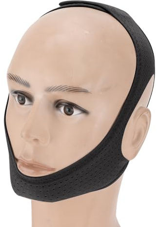 Anti Schnarch Kinnriemen, Kinnriemen für Cpap-Benutzer, AntiSchnarch-Kieferstützgürtel, Stoppschnarch-Kinnriemen zur Korrektur der Mundatmung Effektive Schnarchlösung (Schwarz)