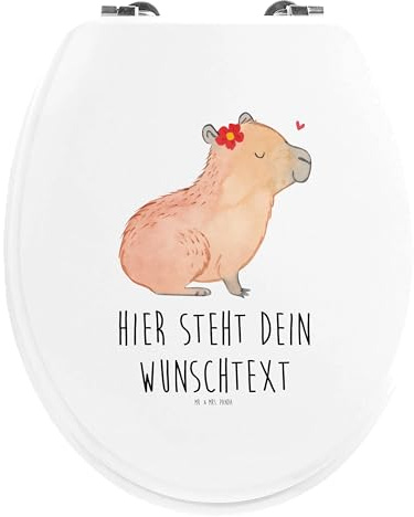 Mr. & Mrs. Panda Personalisierter Klodeckel Capybara Blume - Personalisierte Geschenke, Klobrille, mit Spruch, Toilettendeckel Wunschname, Personalisiert, Lustige Sprüche