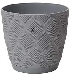 MELTOM Übertopf ECO 100% recycelt Blumentopf Kräutertopf mit Untersetzer DEKORATIV (Grau, XL - 19 cm)