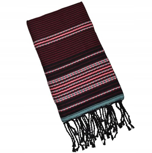 Pawakabano Fouta, asciugamano per hammam, asciugamano da sauna, telo da bagno, in cotone, ca. 200 x 100 cm (turchese-nero-rosa)