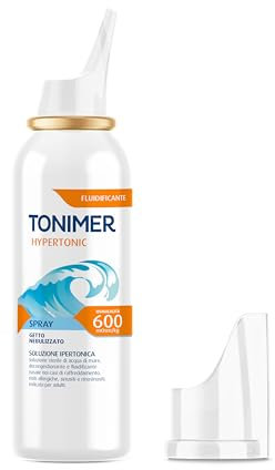 Tonimer MD Hypertonic Spray – 100 ml – Soluzione Ipertonica Sterile di Acqua di Mare – Decongestionante e Fluidificante Nasale – Per Riniti allergiche Sinusiti e Rinosinusiti