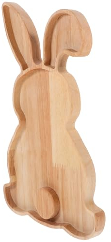 TOPBATHY Easter Bunny Wooden Serving Tray Cute Decorative Bunny Plate for Desserts and Appetizers for Spring Celebrations Parties and Home Decor