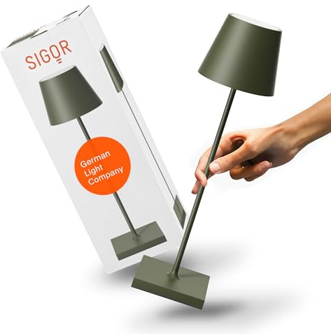 SIGOR Nuindie 2.0 LED Akku-Tischlampe, tannengrün | Dimmbar • Indoor & Outdoor • IP54 • 38 cm • USB-C • 12 h Leuchtdauer
