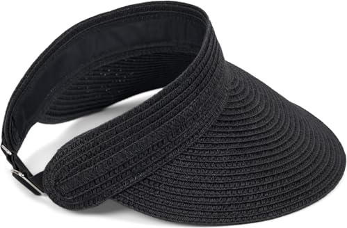 styleBREAKER Damer papperssugrör visir, keps, enfärgad, solhatt, skugga, enfärgad, justerbar 04023097, svart, En Storlek
