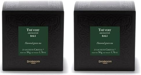 Thés verts de Bali en sachets cristal, 25 sachets par boîte, lot de 2 boîtes