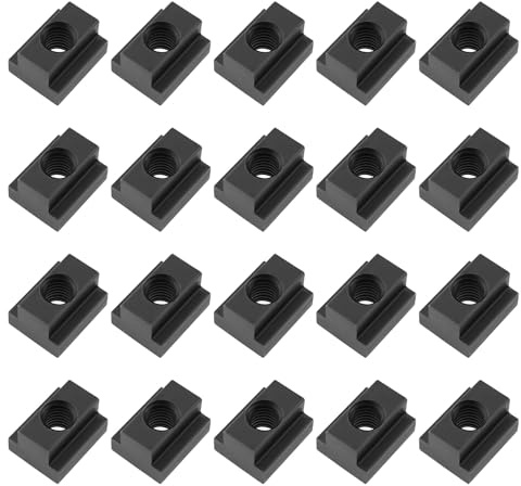 The Lord of the Tools 20 Dadi Per Fresatura Di Dadi Per Scanalature A T In Acciaio Al Carbonio Medio Nero M8 Per Il Montaggio Su Binari Con Scanalature A T Letti Per Macchine Con Scanalature A T O